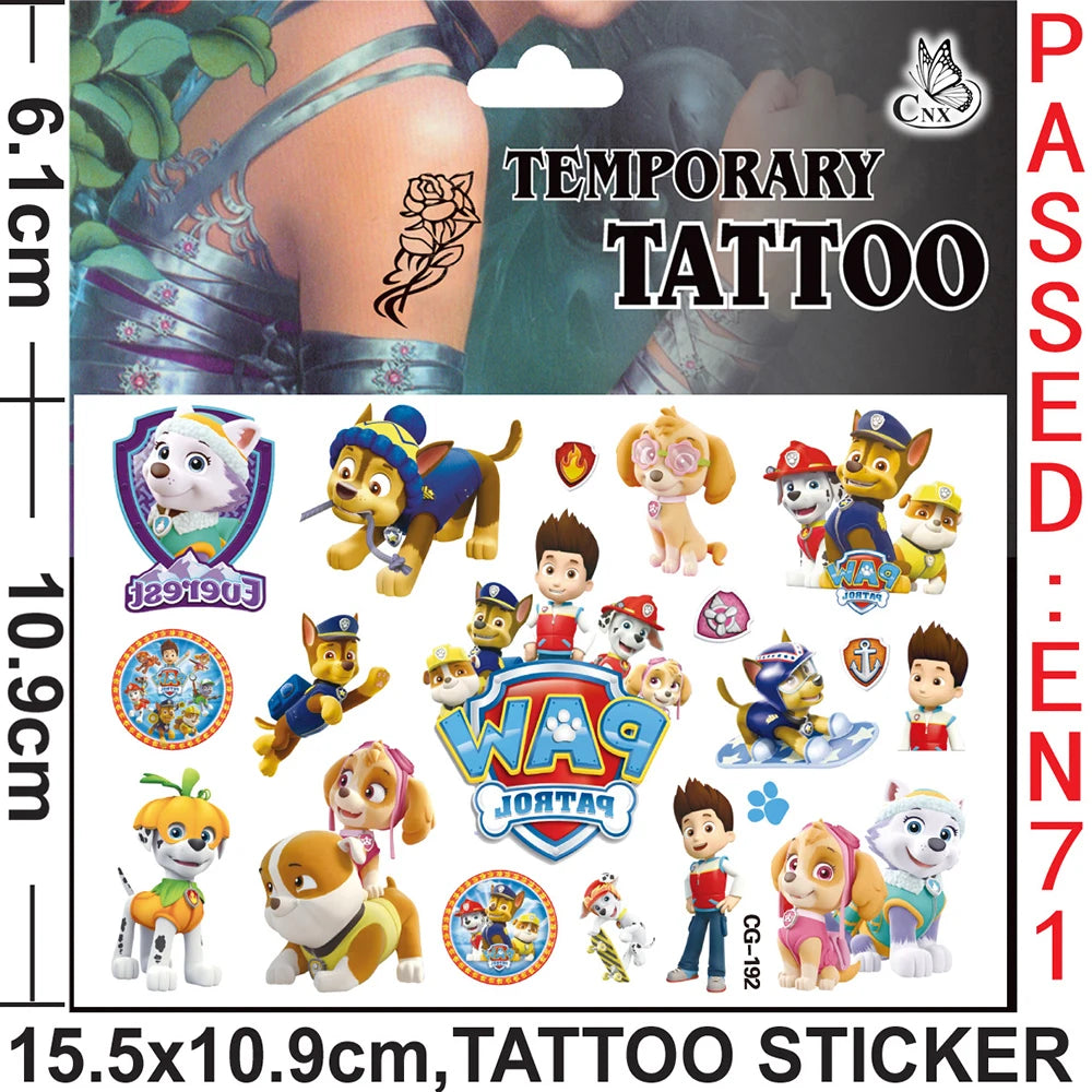 PAW Patrol Tattoo Cartoon Stickers For Kids Arm Face Glowing Body Art Waterproof Fake Temporary Cute Tattoos Children Toys Gifts