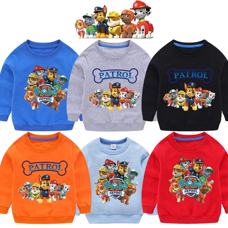 2024 Cute Paw Patrol Sport Casual Hooded Sweatshirt Cartoon Paw Patrol Patchwork Pullover Autumn Hood Sportswear Birthday Gifts