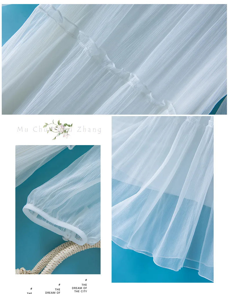 Winsleter, 100%Real Silk Elegant Dresses, Women Half Sleeve ONeck Ruched, Beach Vacation OL Dress, 2024 Summer Autumn D46910QM