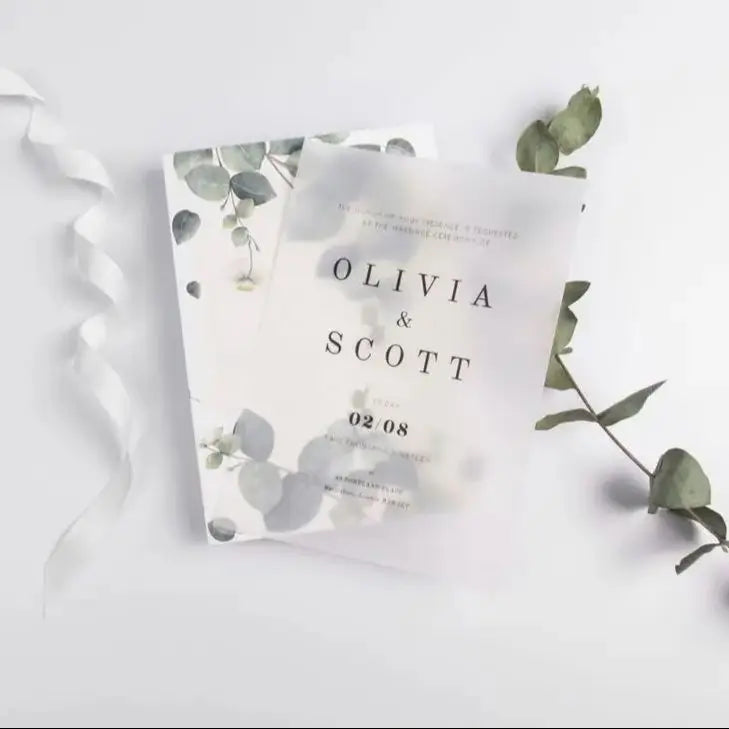 Custom Vellum Personalized Wedding Invitation Thank You Card Sate The Date Greetings Design Print DIY Menu Bridal Shower Birthda