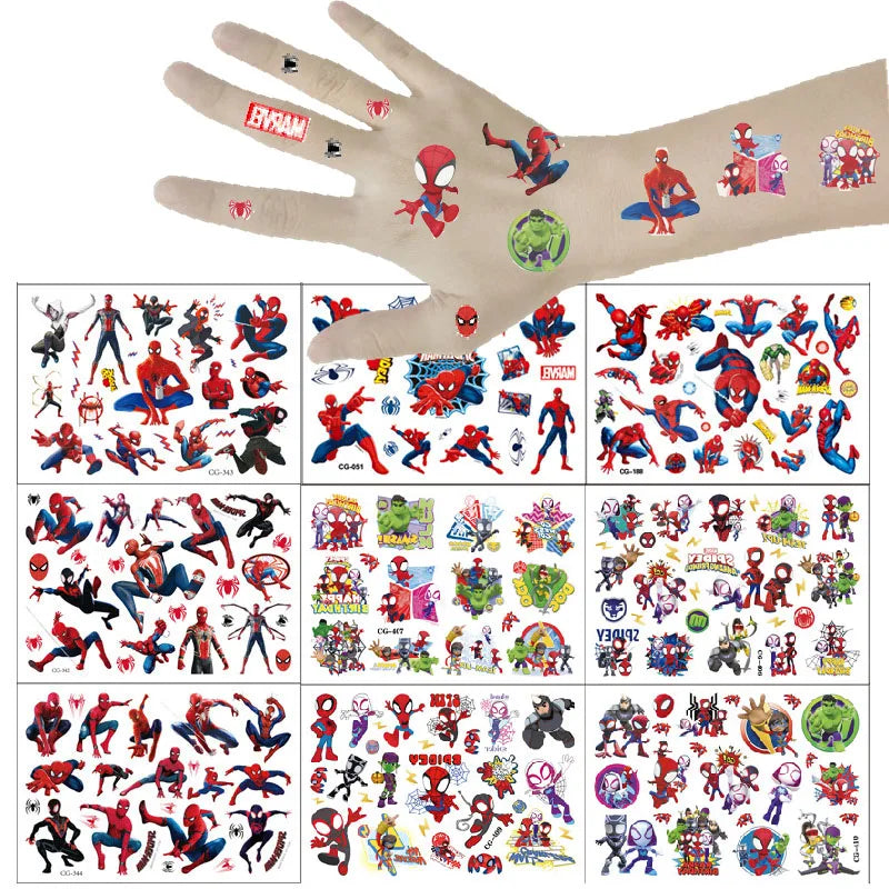 Anime Spider Stickers Kawaii Spiderman DIY Tattoo Stickers Cartoon Tattoo Stickers Decoration Children Gifts