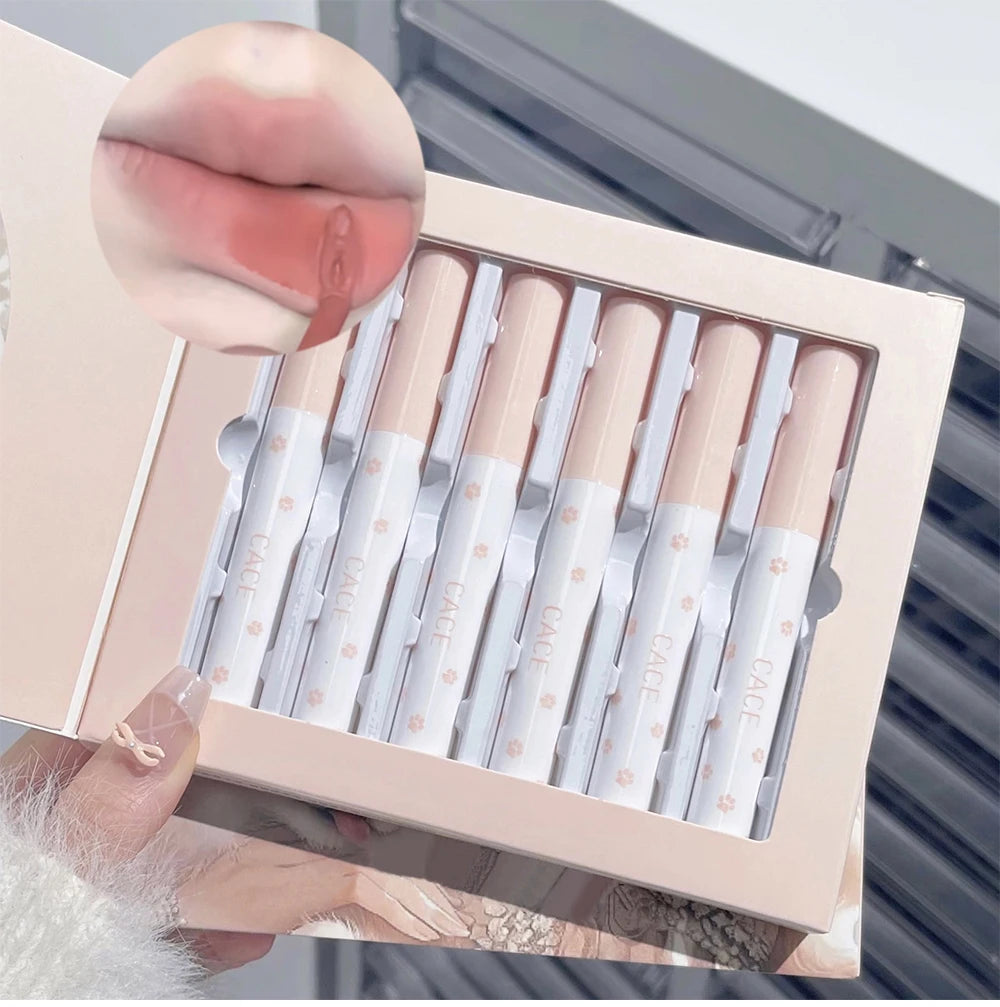 Ensemble cosmétique de maquillage . Brillant à lèvres Velours mat .