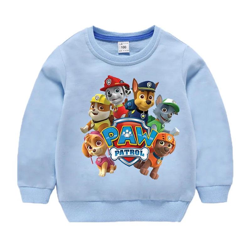 2024 Cute Paw Patrol Sport Casual Hooded Sweatshirt Cartoon Paw Patrol Patchwork Pullover Autumn Hood Sportswear Birthday Gifts