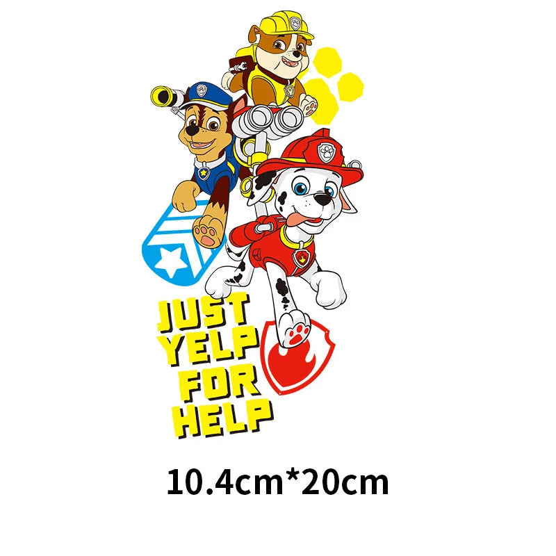 Cute Paw Patrol Patches for Clothes Children Clothes Sticker Diy Hoodies T-Shirt Heat Press Appliqued Iron Sticker