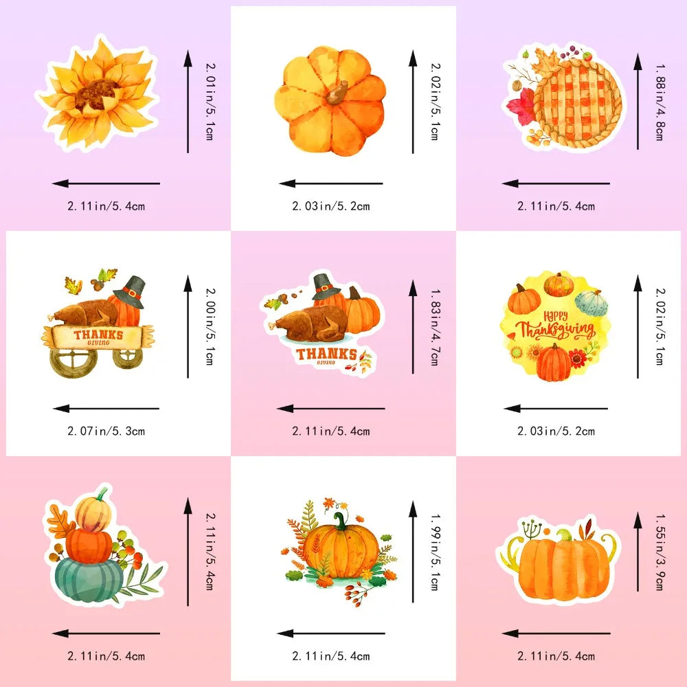 50Pcs Cartoon Thanksgiving Day Sticker Funny Pumpkin Turkey Autumn Maple Leaf Graffiti Decals DIY Laptop Luggage Skateboard