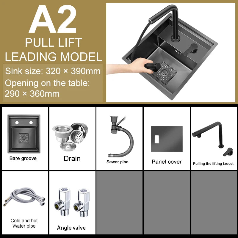 Hidden Sinks Stainless Steel Kitchen Sink Bar Small Single Slot With Lid Wash Basin Balcony Garden Campervan