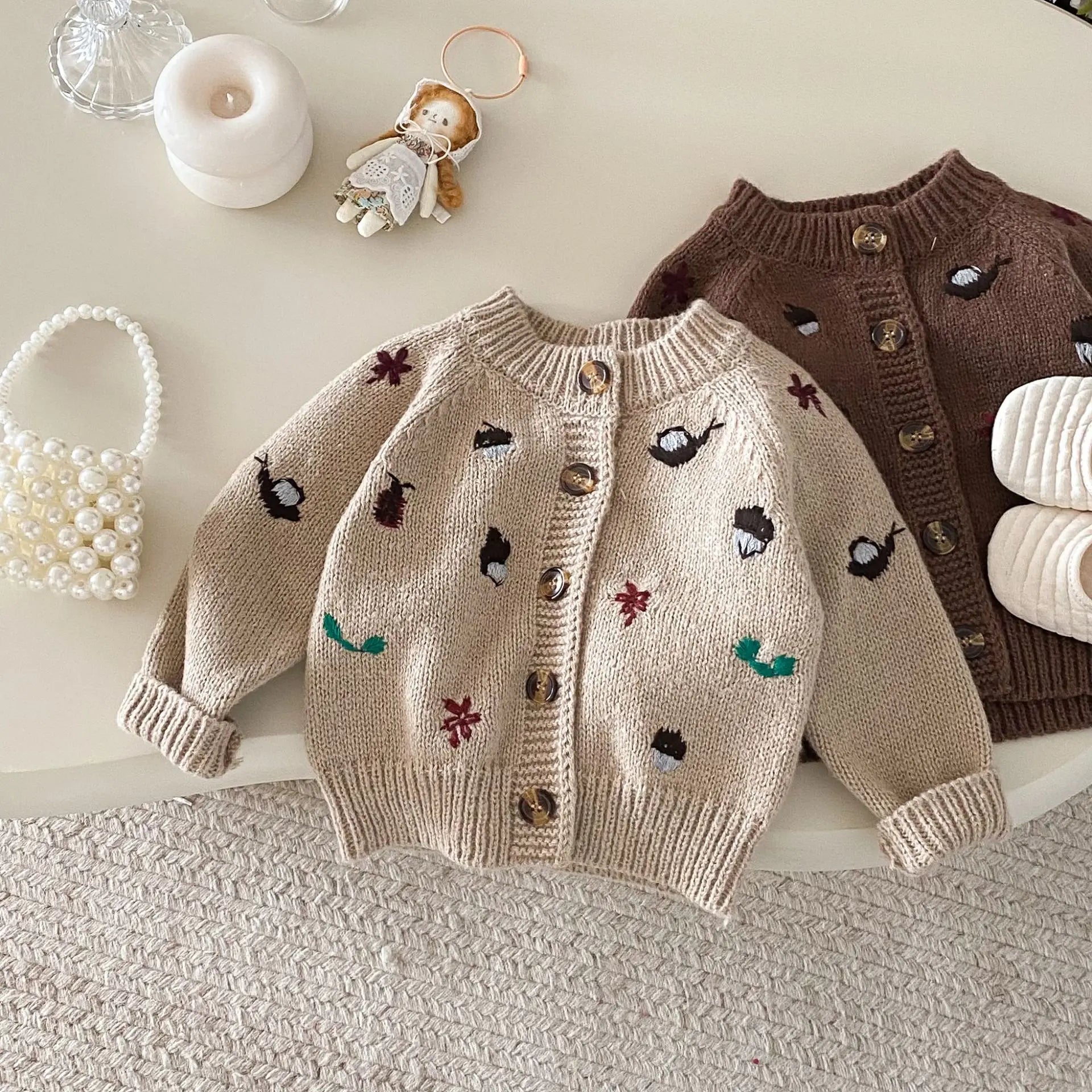 6852 Baby Knitted Sweater 2025 Autumn and Winter New Long Sleeve Embroidered Baby Boy's Cardigan Coat Girl's Sweater