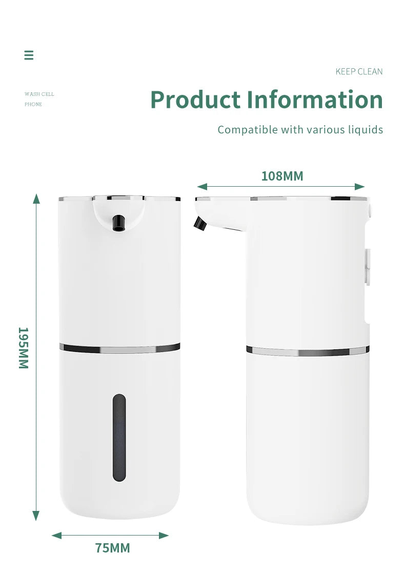 380ML Desktop Wall-Mounted Light Display 4-Levels Adjustable Electric Infrared Automatic Sensor Kitchen Bathroom Soap Dispenser