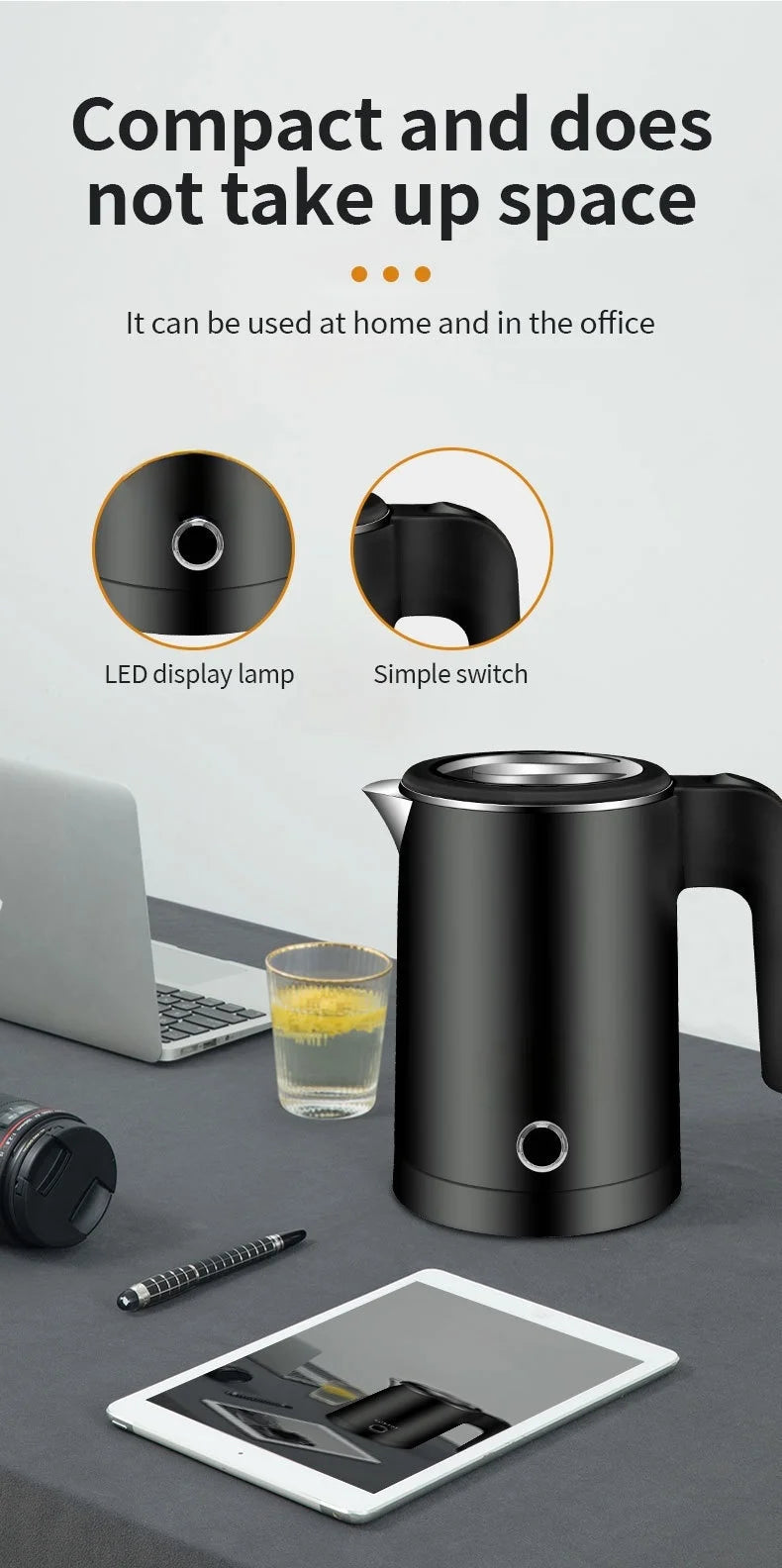 304 Stainless Steel Electric Kettle Portable 500ML Coffee Pot Electric Water Heater Teapot 600W Automatic Power Off kettle Home