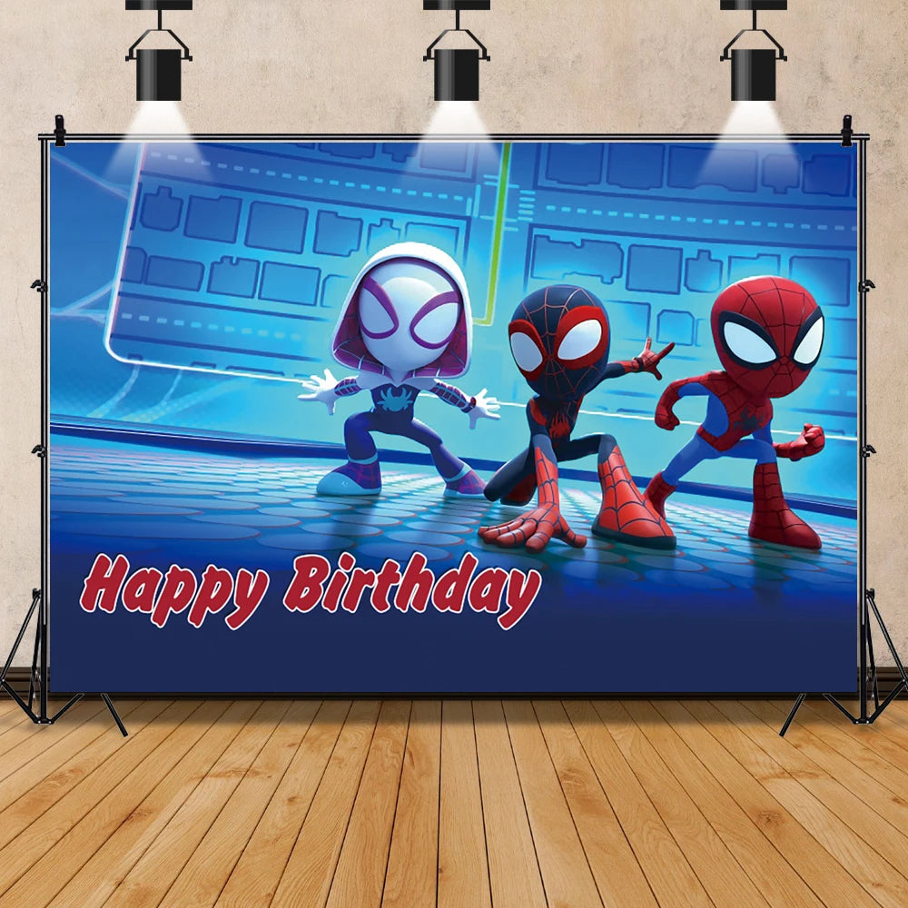 Spidey And His Amazing Friends Photography Backgrounds Vinyl Cloth Photo Shootings Backdrops For Kid Birthday Party Photo Studio