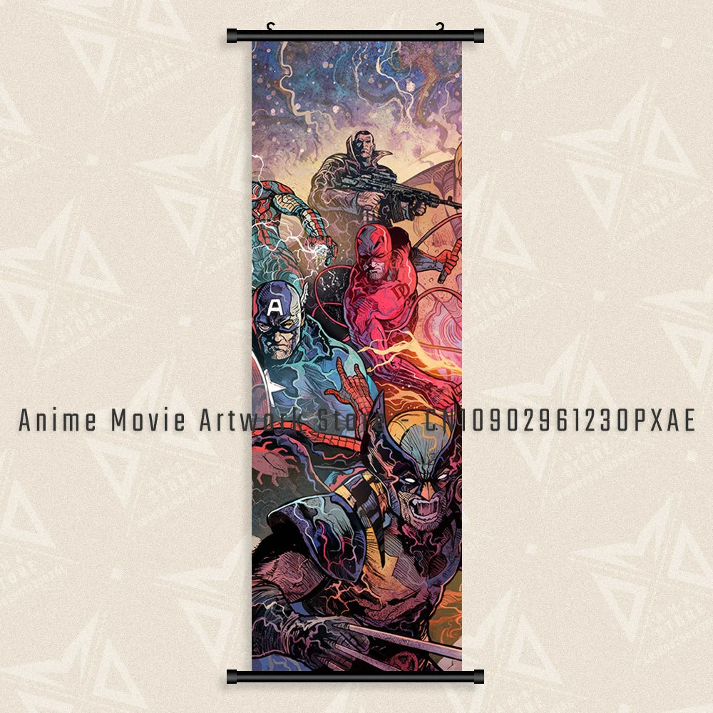 Marvel The Avengers Wall Art Scrolls Pictures Movie Characters Poster Hanging Painting Iron Man Canvas Print Home Decor Mural