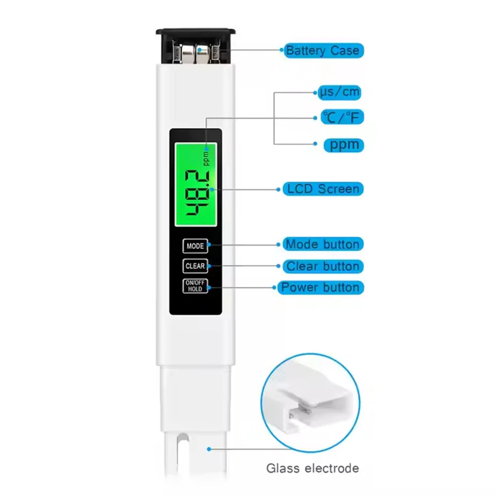 4 in 1 Digital Water Quality Tester TDS Meter EC Meter & Temperature Meter for Drinking Water Hydroponics Aquarium Swimming Pool