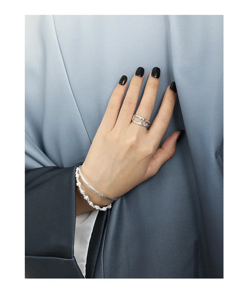 SHANICE 100% S925 sterling silver Tin Foil texture Open Bracelet&Bangles For Women Men Fashion Charm Jewelry Wholesale