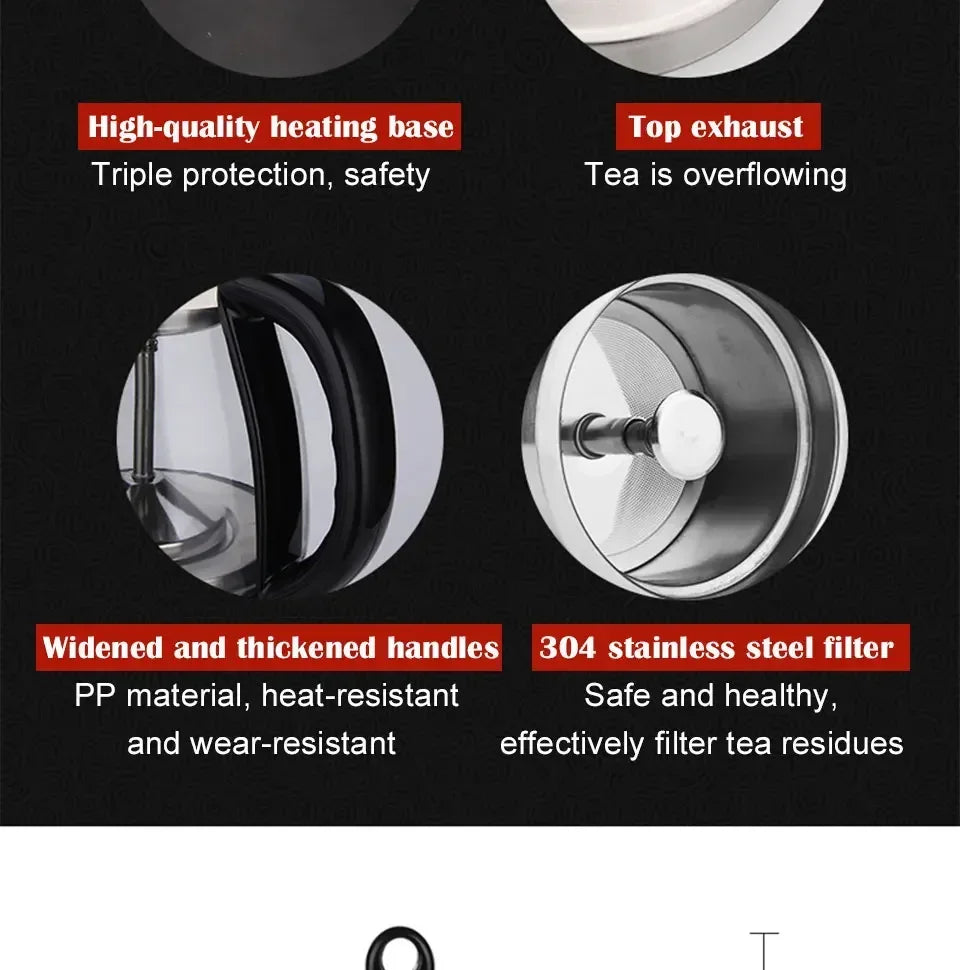 Fully automatic steam tea maker dark tea glass health pot heat preservation electric tea pot electric kettle 1L 220V