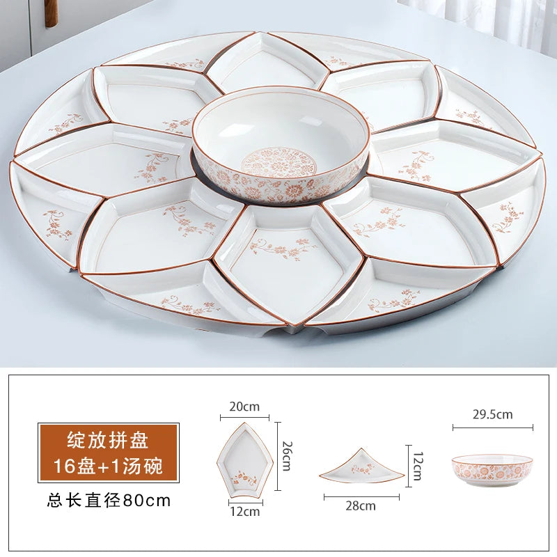 Vintage Ceramic Plate Set Microwaveable Dining Bowls Home Dinnerware Plates Set Dishes Full Tableware Pratos De Jantar Dishes