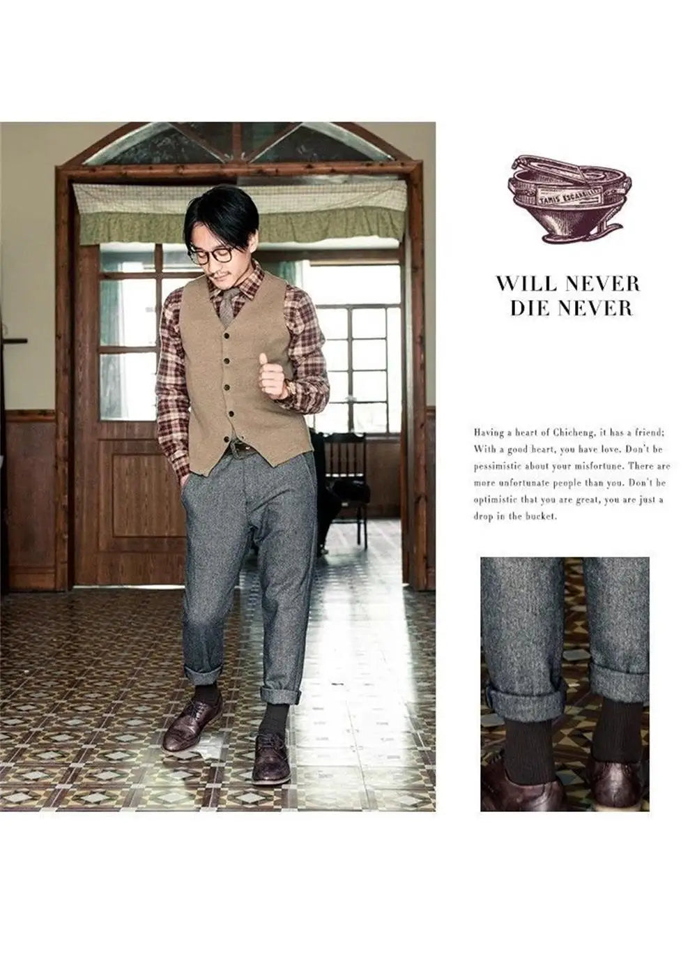 Pantalon de costume en laine style rétro