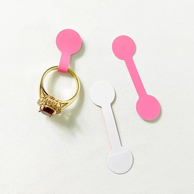 50/100 قطعة من علامات المجوهرات الورقية الفارغة المحمولة على شكل دمبل أبيض مستطيل أداة تسمية ذاتية اللصق علامات المجوهرات بالجملة