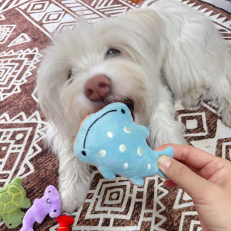 2025 New Cartoon Marine Animal Plush Toy Mini Dog Toy Cute Creative Voice Activated Starfish Turtle Crab Pet Toy Pet Supplies