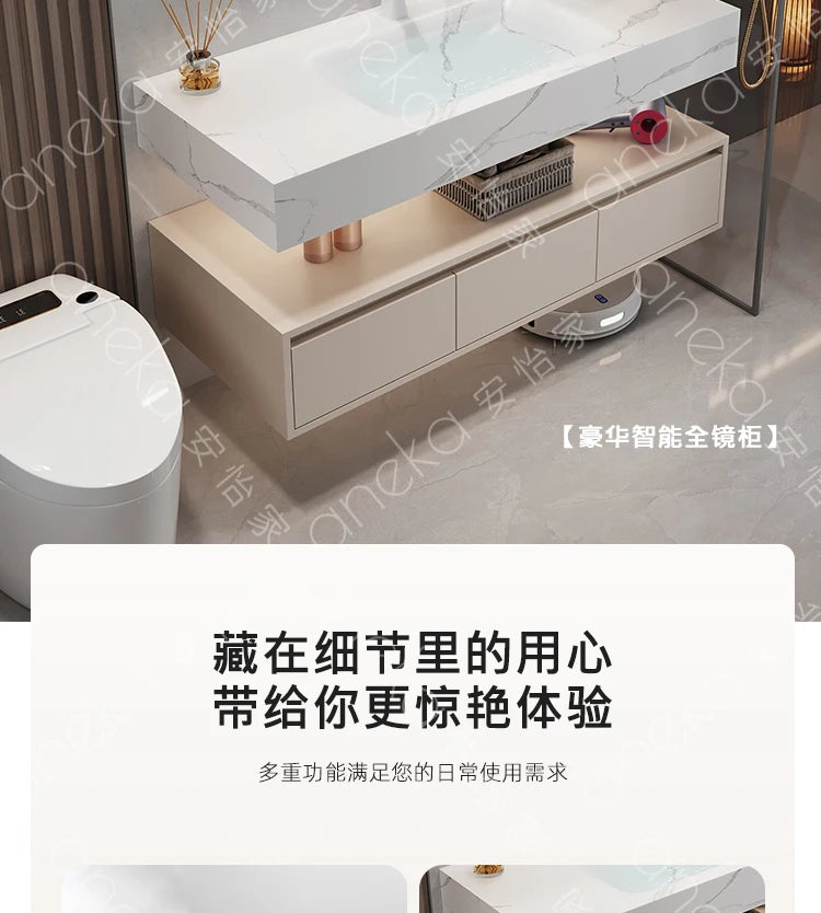 Armoire de salle de bain légère en bois massif, toilettes de rangement Vintage, vanité de salle de bain, miroirs de maquillage, meubles Para Banheiro