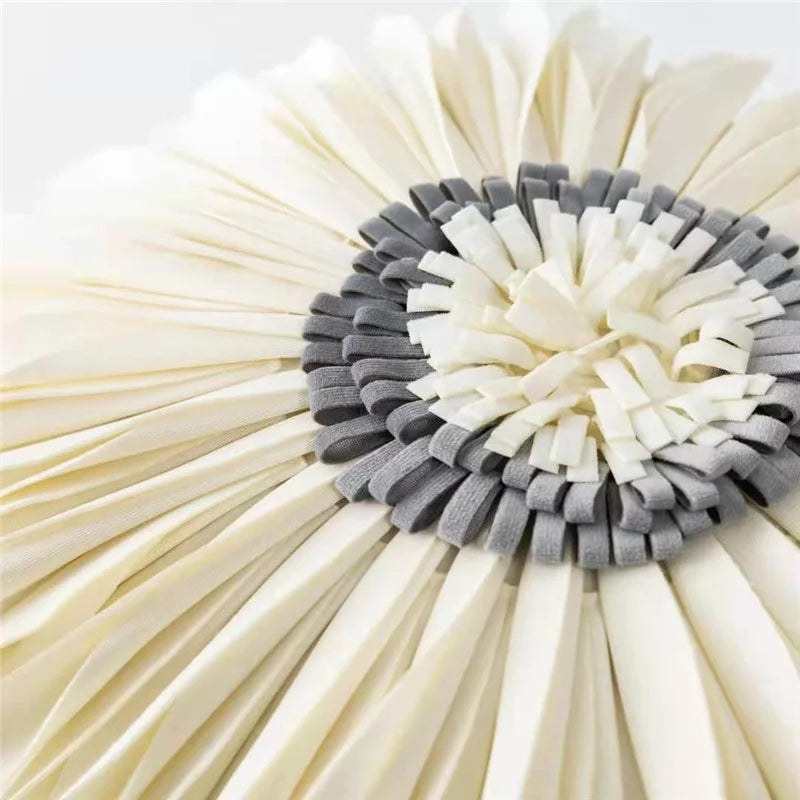 Modern Style Yellow White Throw Pillows Round  45*45 Velvet Stitching 3D Chrysanthemum Cushion Cover Waist Blue Cute Pillowcase