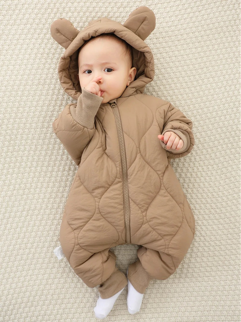 Baby Jumpsuit winter New plush and thick cotton clothing for Newborns crawling Clothes for infants and young baby outdoor clothe