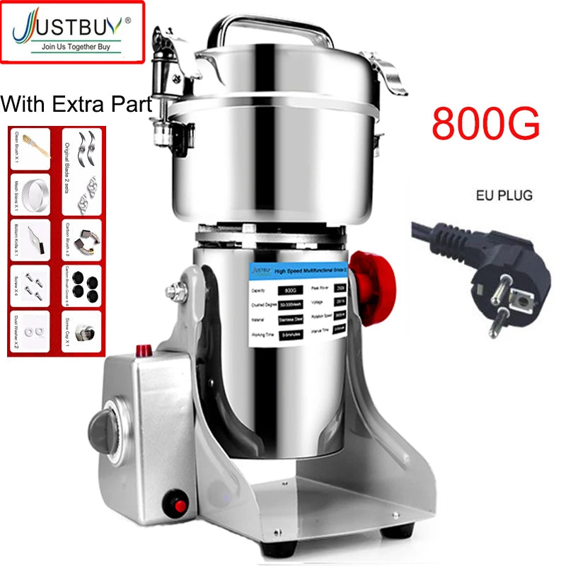 Parts Free Big Capacity 800G 3000W Herb Grinder Coffee Machine Grain Spices Mill Medicine Wheat Mixer Dry Food Grinder