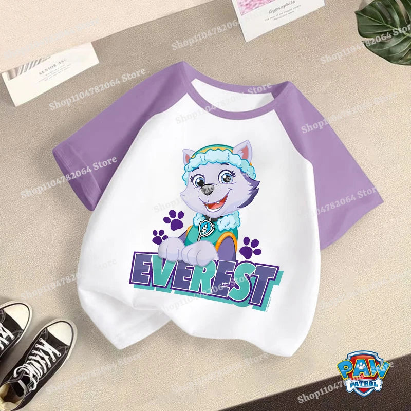 PAW Patrol T-shirt Children Clothing Chase Skye Cartoon Anime Short Sleeve Boy Girl Kawaii Fashion Tee Cute Kid Home Clothes Top