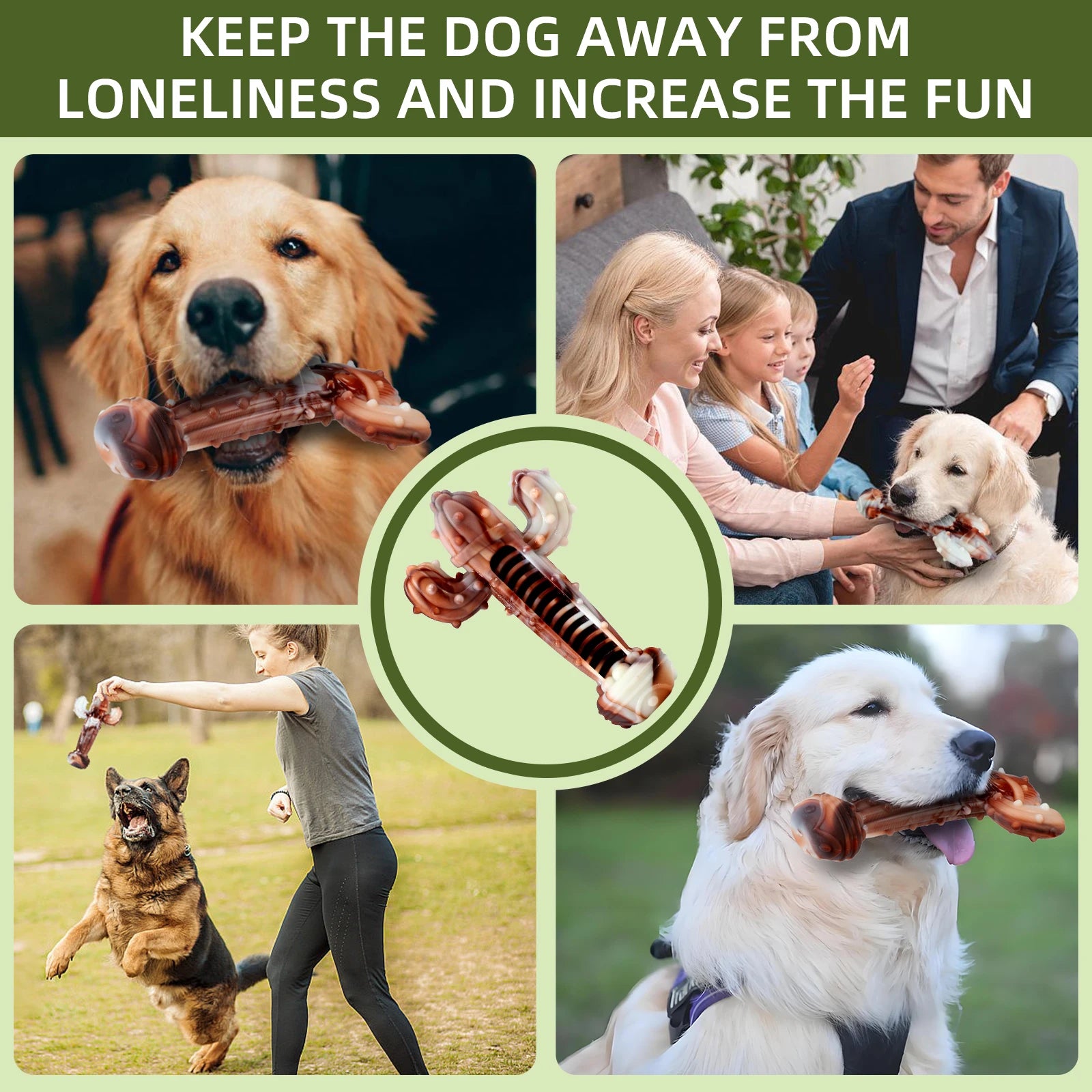 Durable Dog Chew Toy, Cactus-Shaped Tough Bite-Resistant Cartoon Pattern,With Food Hiding Features–Suitable for All Breed Sizes