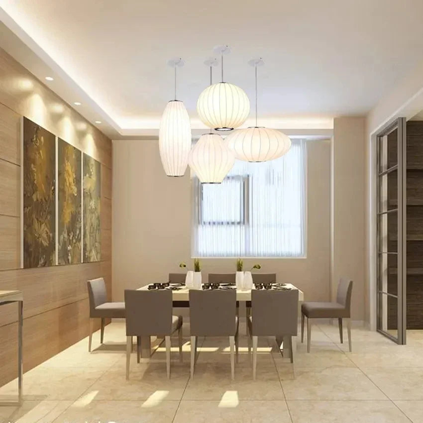 New Fabric Restaurant Living Room Chandelier Personality Bar Hotel Dining Room Staircase Lamp New Chinese Style Lantern Zen Lamp