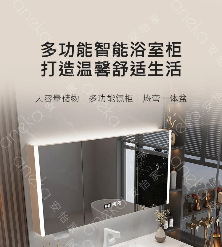 Armoire de salle de bain légère en bois massif, toilettes de rangement Vintage, vanité de salle de bain, miroirs de maquillage, meubles Para Banheiro