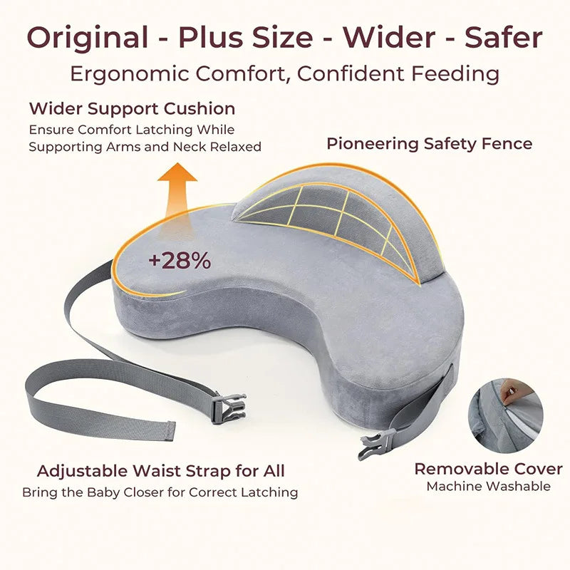Ergonomic Memory Foam Nursing Pillow Breastfeeding Newborn Feeding Pillow Nursing Waist Support for Holding Baby Removable Cover