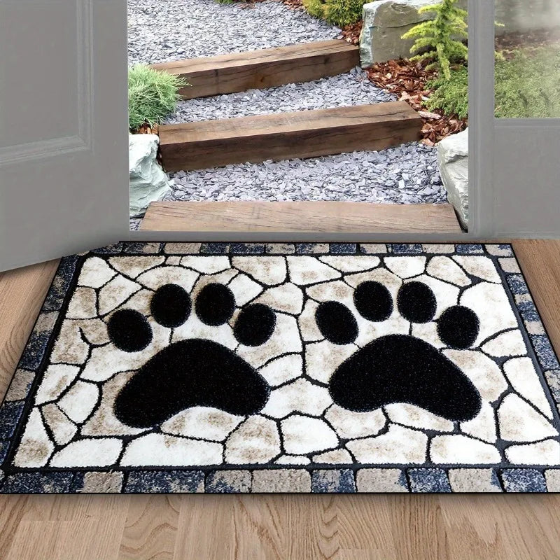 1pc Cute Door Mat Paw Printed Rectangular Door Mat with Silicone Base Sophisticated Bathroom Entry Adding A Touch of Elegance