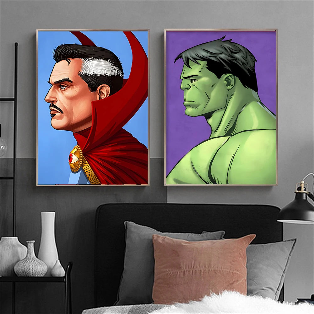 Marvel Movies Superheroes Wall Art Poster SpiderMan Lron Man Cartoon Canvas Painting Print Kids Room Home Decor Mural