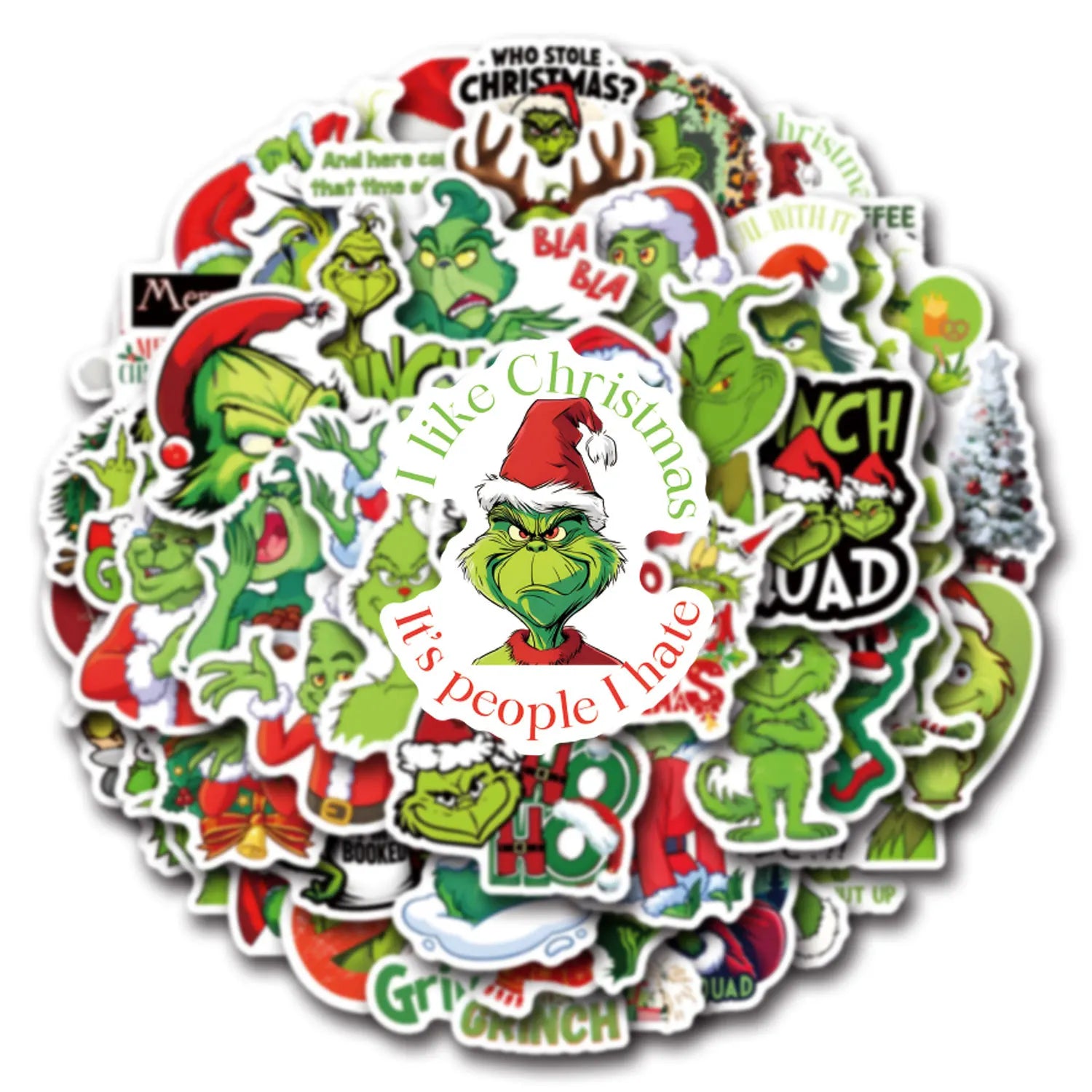 55PCS The Grinch Movie Characters Cartoon Stickers Funny Christmas Element Graffiti Decoration DIY Notebook Suitcase Guitar Toys