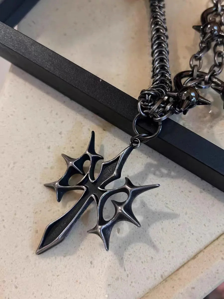 Original Punk Gothic Style Necklace City Main Style Retro Heavy Industry Cross Necklace Couple Trendy Accessories