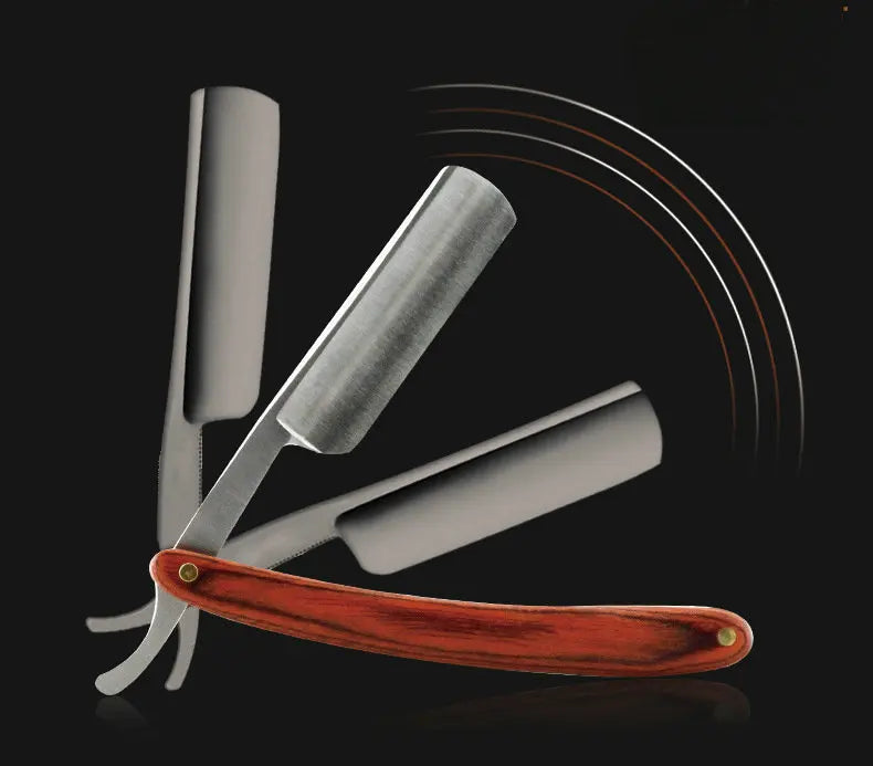 Rasoir à bord droit en acier inoxydable de qualité supérieure : rasoir manuel pointu, pliable et professionnel pour un rasage précis de la barbe