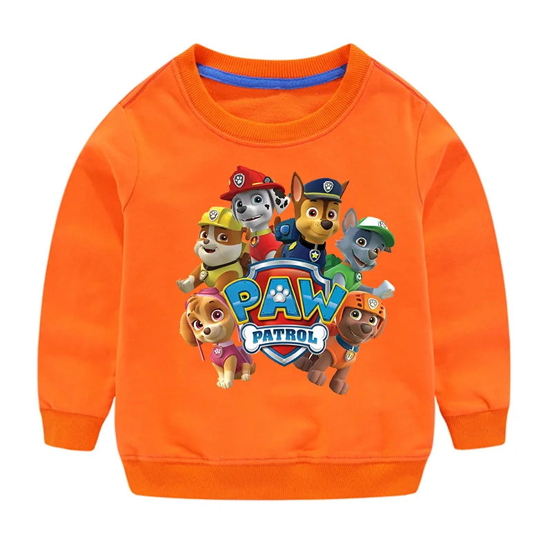 2024 Cute Paw Patrol Sport Casual Hooded Sweatshirt Cartoon Paw Patrol Patchwork Pullover Autumn Hood Sportswear Birthday Gifts