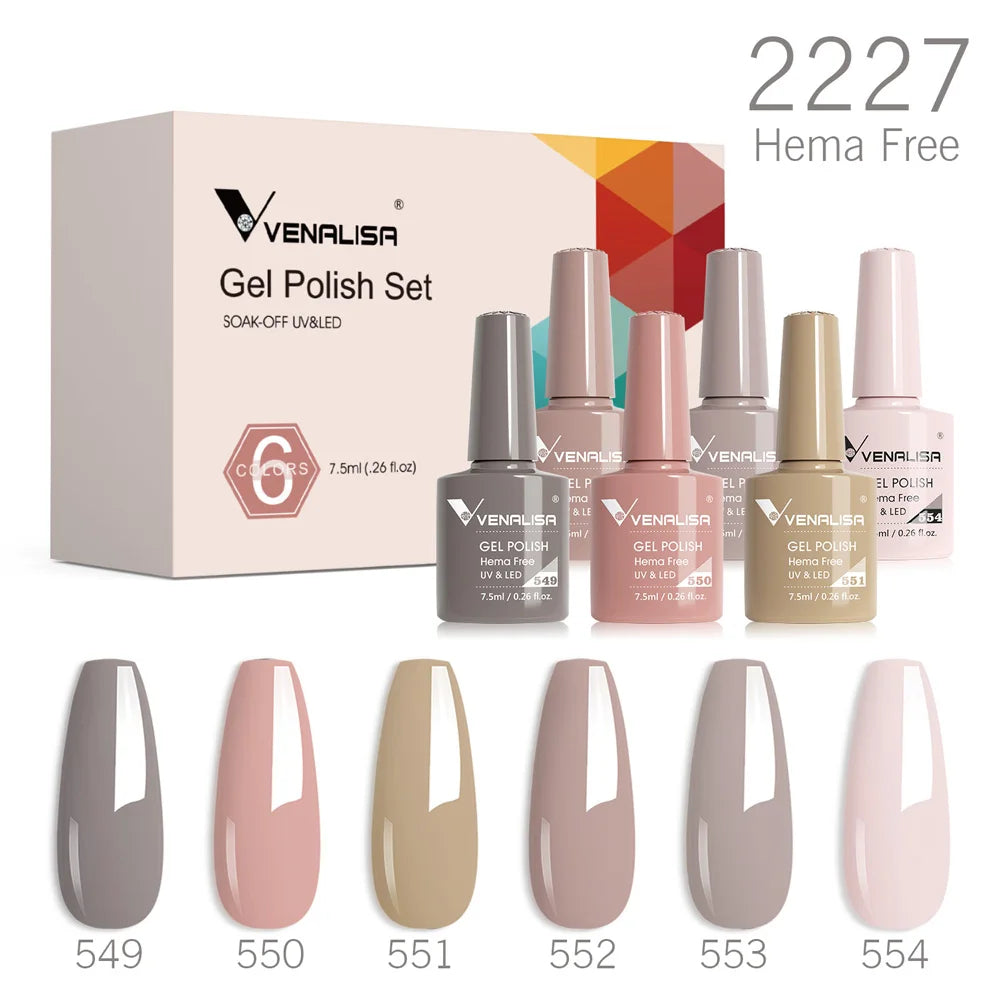 6pcs/kit VENALISA Collection de couleurs de Noël Ongles d’hiver