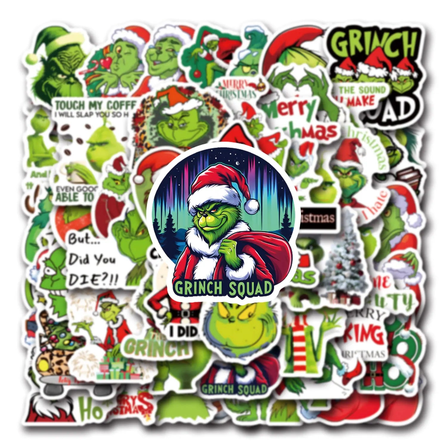 55PCS The Grinch Movie Characters Cartoon Stickers Funny Christmas Element Graffiti Decoration DIY Notebook Suitcase Guitar Toys