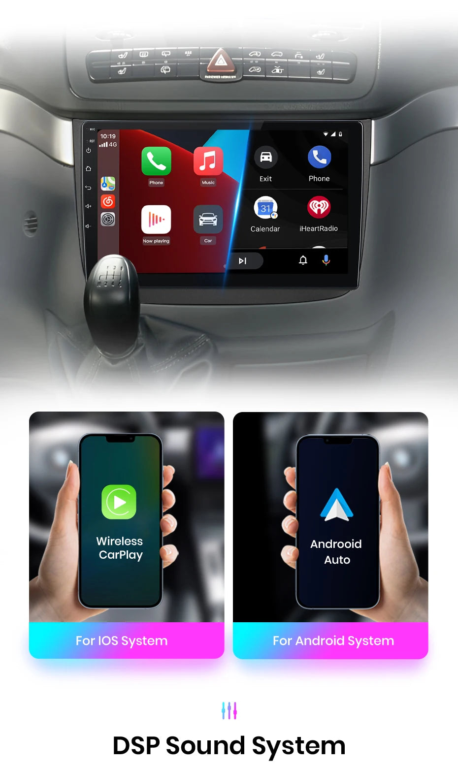 Junsunun CarPlay Android Auto Car Radio for Mercedes-Benz Vito 2 W639 Viano 2 2003-2015 GPS Intelligent Systems Stereo Multimedia