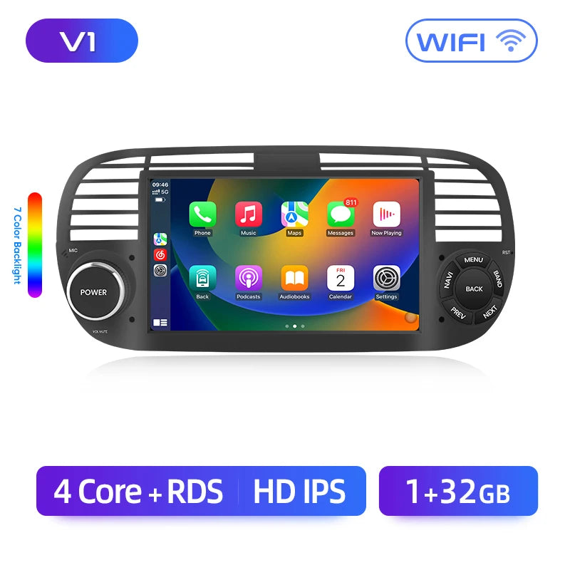 Junsun Android13 Car Radio For FIAT 500 500C Abarth 2007-2015 Car Smart Systems For Apple Carplay FM GPS SWC BT