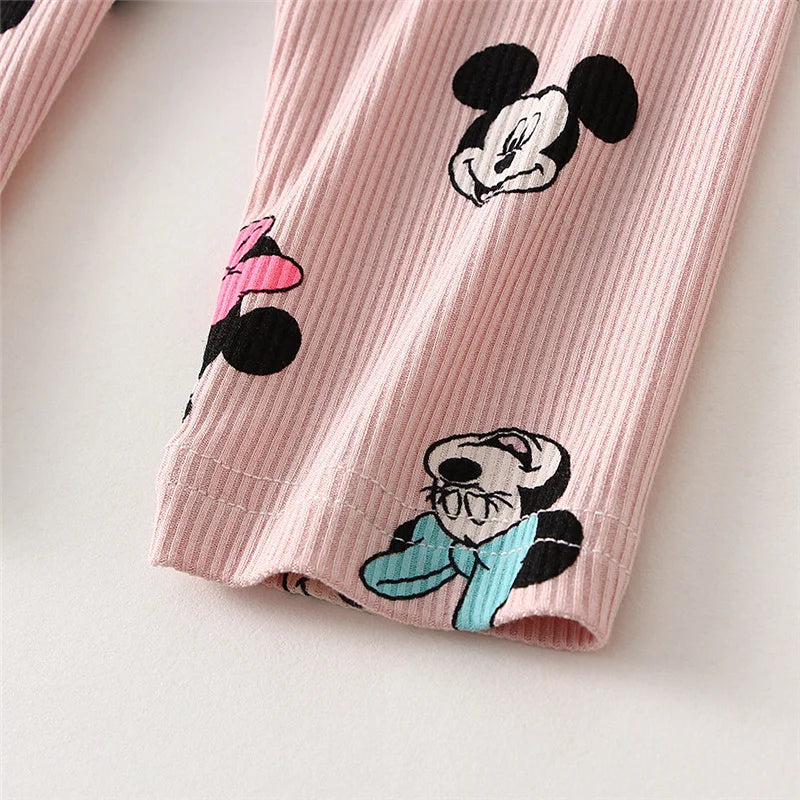 2Pcs Baby Mickey Minnie Clothes Suits Spring Autumn Cotton Long Sleeved Romper + Pant Newborn Boy Girl Clothing