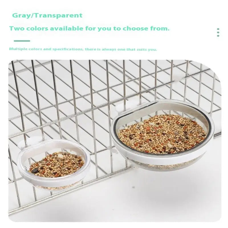 وعاء تغذية الطيور وعاء شفاف قابل للفصل وكوب طعام بلاستيكي للقفص ومغذي بذور معلق مريح للببغاوات
