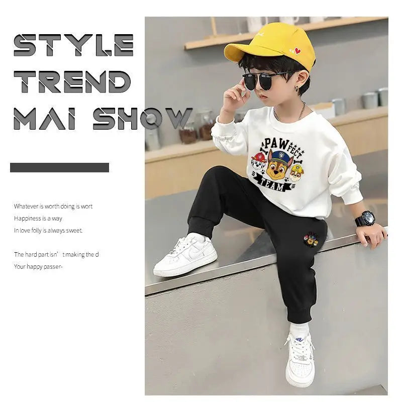 PAW Patrol Spring Autumn Long Sleeve Top and Long Pants Two Piece Sets for Children Thin Clothing Sets Boys Sweatsuits