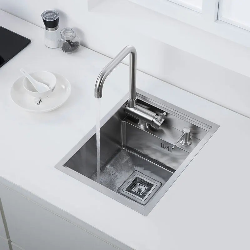 304 Stainless Steel Kitchen Sink for Island Bar, Brushed Finish with Foldable Faucet, Lid Cover, Soap Dispenser, Veg Basin sinks