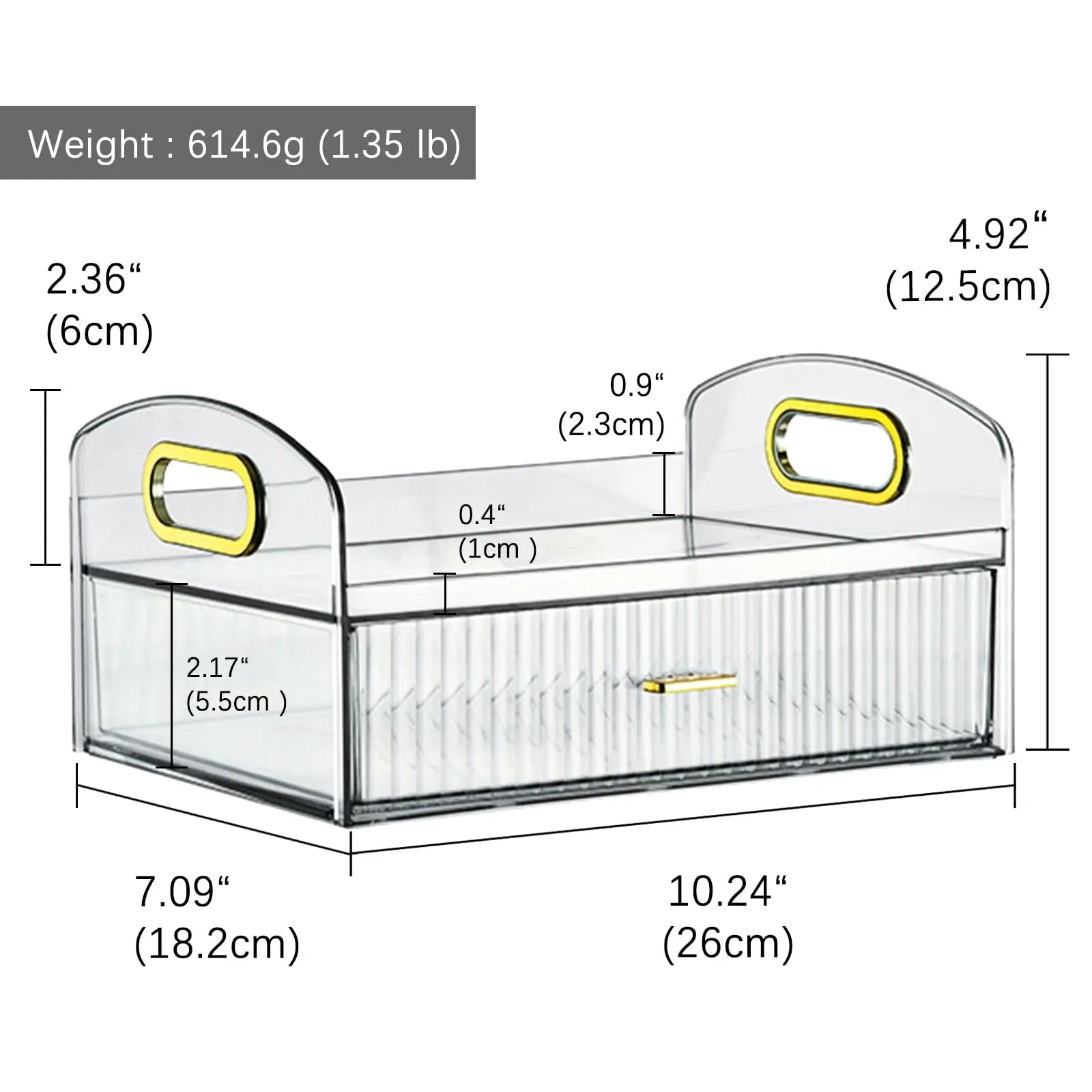 Makeup Organizer Countertop Clear Cosmetics Storage Boxes with Drawers & Portable Handle For  Vanity Skincare Desktop Bathroom