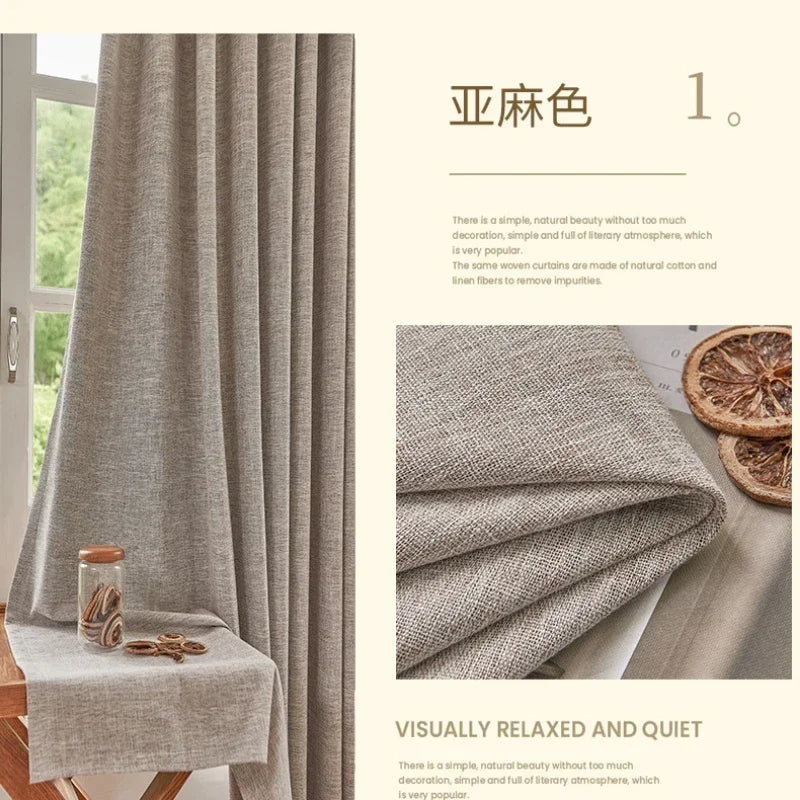 100% Blackout Japanese Modern Simple Curtains for Bedroom Living Dining Room Soundproof Textured Bamboo Window Decor Customized