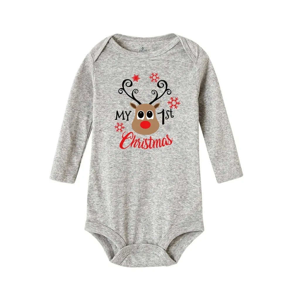 My First Christmas Baby Romper Long Sleeve Autumn Sprint Warm Baby Bodysuits Boys Girls Unisex Tee Shirts Casual Ropa