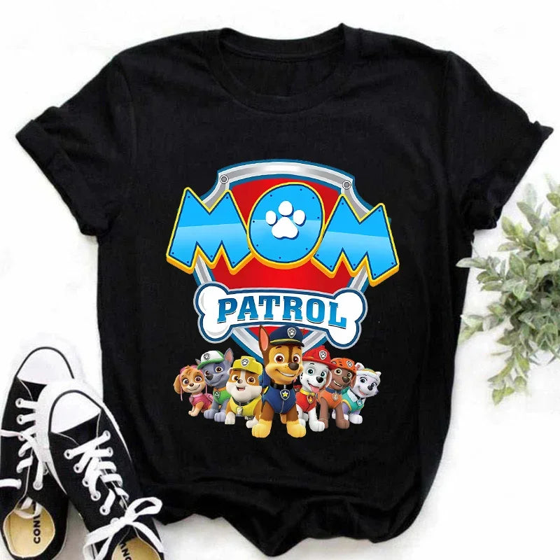 Paw Patrol Summer Tops Cotton T-shirt White Shirt Print Women Cartoons Fashion Black Clothes Man Adult Tee Short Sleeve Clothing