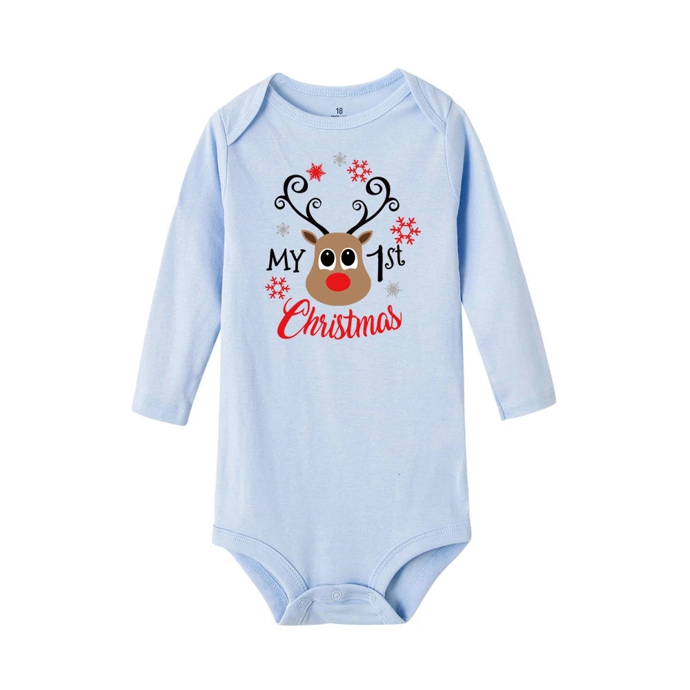 My First Christmas Baby Romper Long Sleeve Autumn Sprint Warm Baby Bodysuits Boys Girls Unisex Tee Shirts Casual Ropa